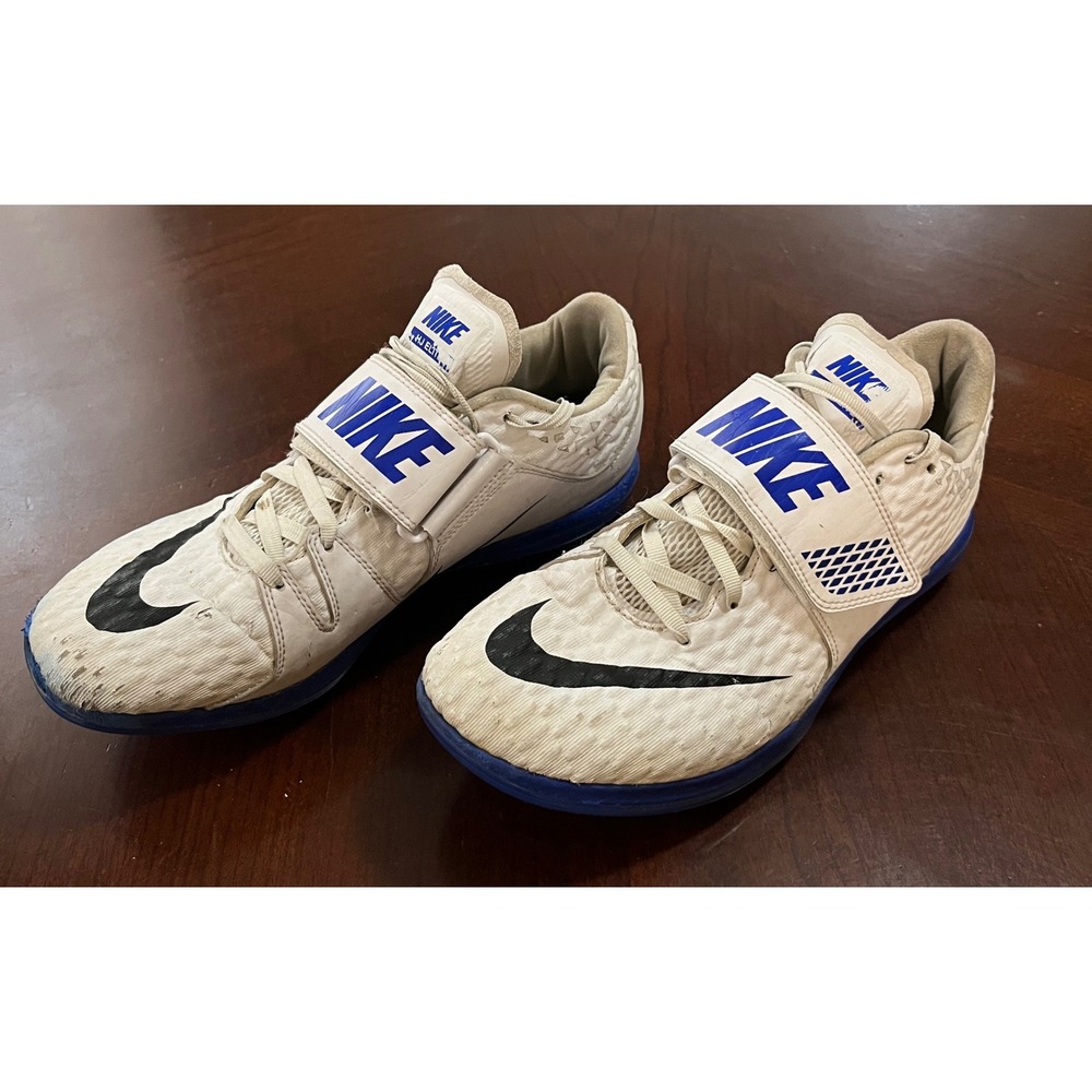 Nike High Jump Elite Track Field Spikes White Blue 806561-100 Mens Size 9 Cleats